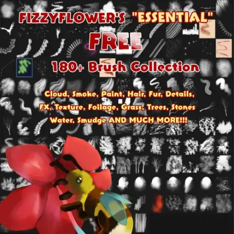 [OLD AND OUTDATED][NEW VERSION 2 RELEASED] FizzyFlower's "ESSENTIAL" 180+ Brush Set (Cloud, Paint, Hair, Fur, FX, Foilag — Procreate & Krita brush