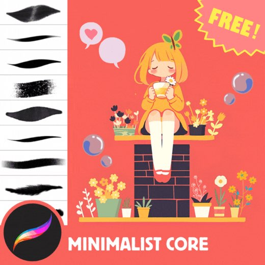 FREE Procreate Brushes: Zen Minimalist Core Essential Set, 14 Sleek Brushes for Sketching, Lineart, Color Fill, and Natu — Procreate brush