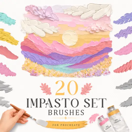 Free Realistic Oil Impasto Procreate Brushes – Brush Set for Procreate with Canvas Textures & Stamps — Procreate brush