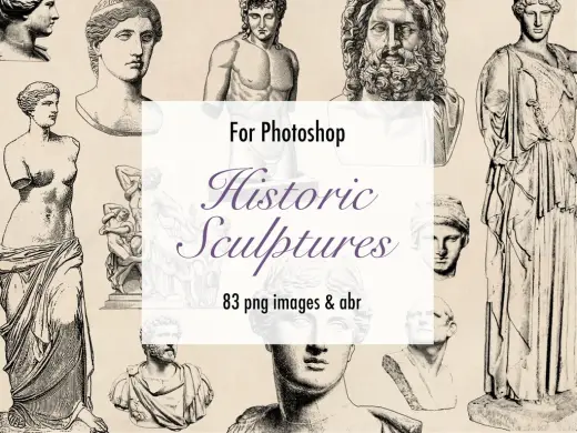 【Photoshopブラシ】Historic Sculuptures 歴史的な彫刻 83枚【png,abr】 — Photoshop brush