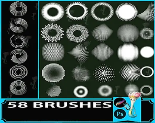 Procreate & Photoshop 58 Types Sci-Fi Techno・Circular Decoration Brush Set - Halo・Aperture・Line — Procreate brush