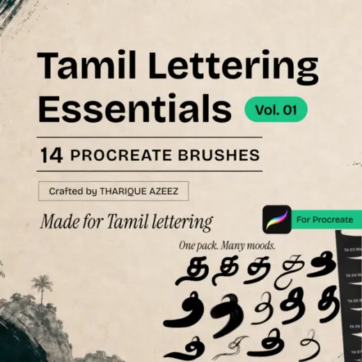 Tamil Lettering Essentials Vol.1 - Procreate Brushes — Procreate brush
