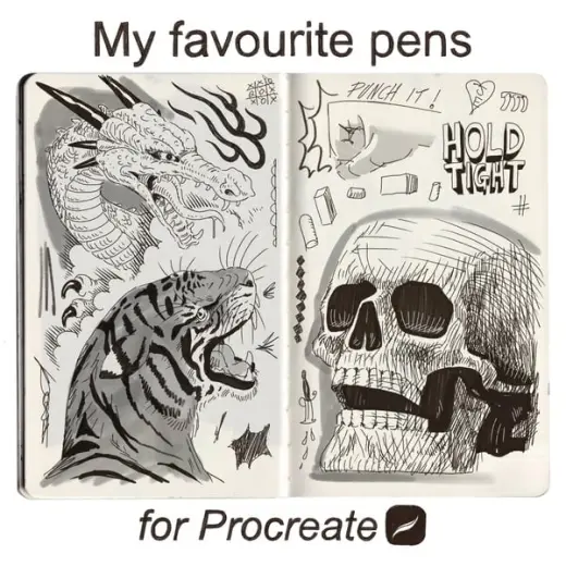 My favourite pens Procreate brush set (Muji, Pentel, LePen, Tombow) — Procreate brush