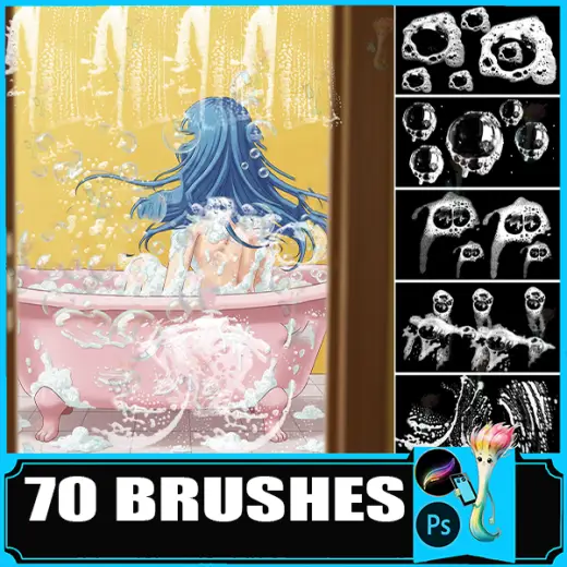Realistic Soap Foam & Bubble Stamps | Procreate & Photoshop — Procreate brush