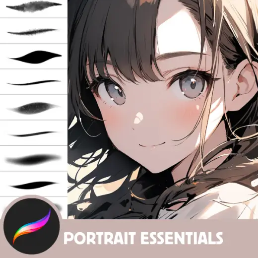 Procreate Portrait Brushes, Perfect for Anime, Manga, Comic or Realistical Illustrations, Eyes, Hair, Freckles, Skin, Bl — Procreate brush