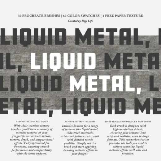 Liquid Metal and Iridescent Procreate Brushes — Procreate brush