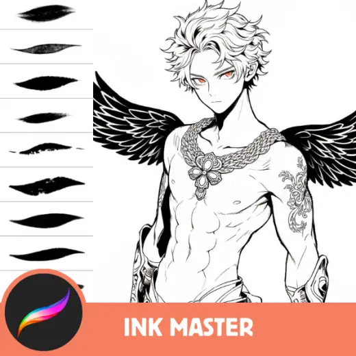 Ink Master, 8 FREE Brushes, 30 Ultimate Anime Manga Comic Inktober Brushes - Procreate Inking Lineart Collection — Procreate brush