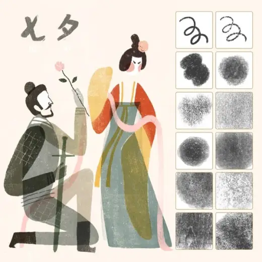 Zhuozhuo's block print brush — Procreate & Photoshop brush