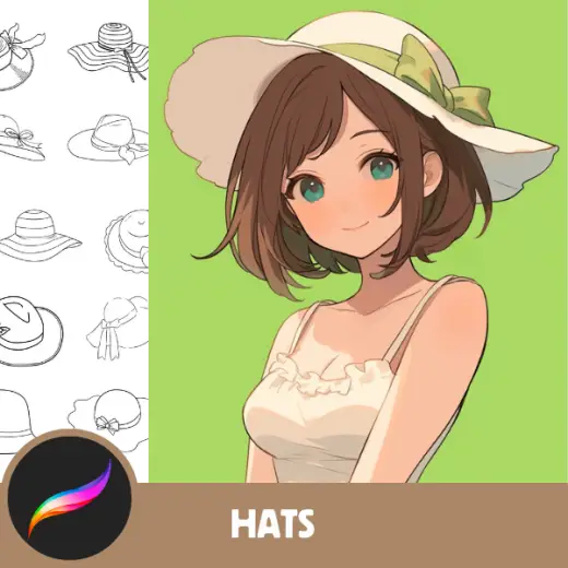 Procreate Stamps: Hat Haven, 50 Diverse Hat Stamps for Creative Character Designs, Perfect for Fashion Illustrations and — Procreate brush