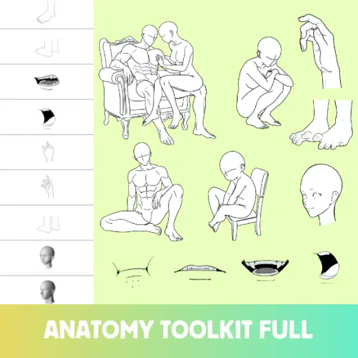 FREE Procreate Stamps: Essential Anatomy Toolkit – Male, Female, Child, Couples, Hands, Feet, Heads, Eyes, and More! — Procreate brush