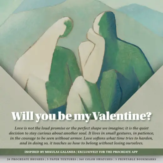 The Valentine's Day (2026) Procreate Kit (Procreate Brushes, Paper Textures, Color Palettes & Bookmarks) — Procreate brush
