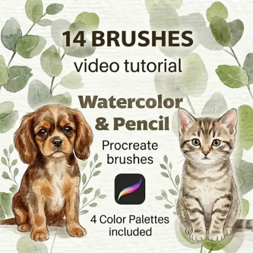 Watercolor and Pencil Procreate Brushes | 14 Realistic iPad Drawing Brushes — Procreate brush