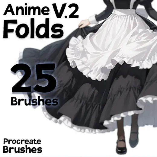 Free Anime Folds Brush Pack for Procreate - 6 Shadow/Blend Brushes for Clothing — Procreate brush