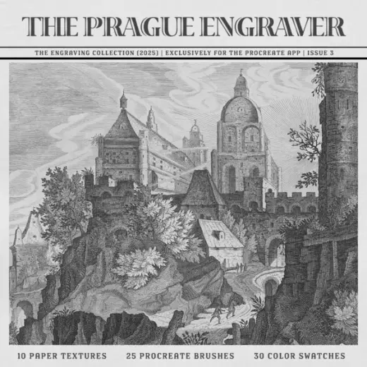 The Prague Engraver Procreate Kit (Procreate Brushes, Paper Textures & Color Swatches) — Procreate brush