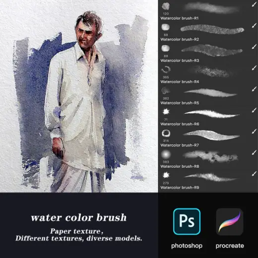 A watercolor brush- Brushset - procreate — Procreate & Photoshop brush