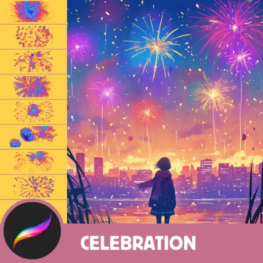 106 Fun Firework Stamps for Procreate: Colorful, Explosive Brush Pack — Procreate brush