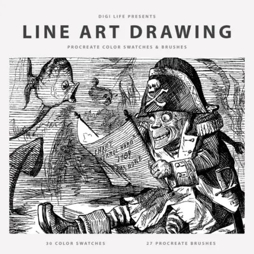 Line Art Drawing Procreate Brushes — Procreate brush