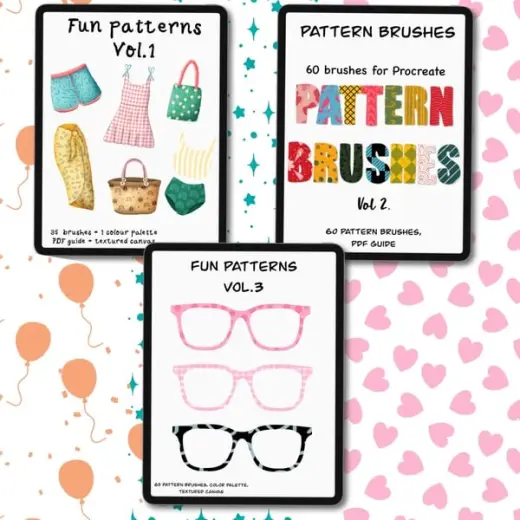 Fun Patterns Vol 1 , 2, & 3 - 160 pattern brushes — Procreate brush