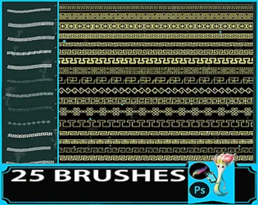 Procreate & Photoshop 25 Types Chinese Style・Retro Decorative Border Brush Set - Hanfu・Collar Edge — Procreate brush