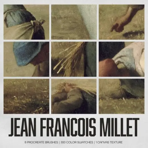 Jean-François Millet Procreate Kit (Procreate Brushes, Canvas Texture & Color Palettes) — Procreate brush