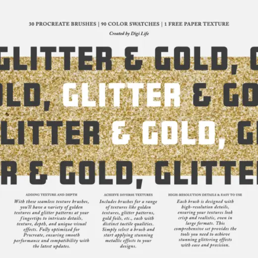 Gold & Glitter (2024) Procreate Brushes — Procreate brush