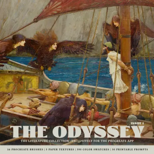 The Odyssey Procreate Kit (Procreate Brushes, Color Palettes, Paper Textures & Card Game) — Procreate brush