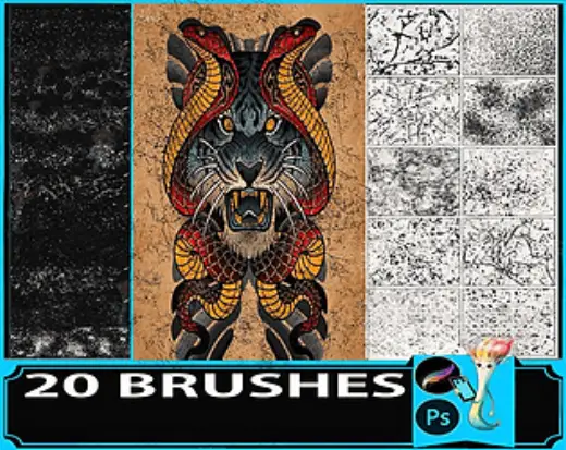 Procreate & Photoshop 20 Types Retro・Old Texture Brush Set - Noise・Rust・Grunge・Vintage Processing — Procreate brush