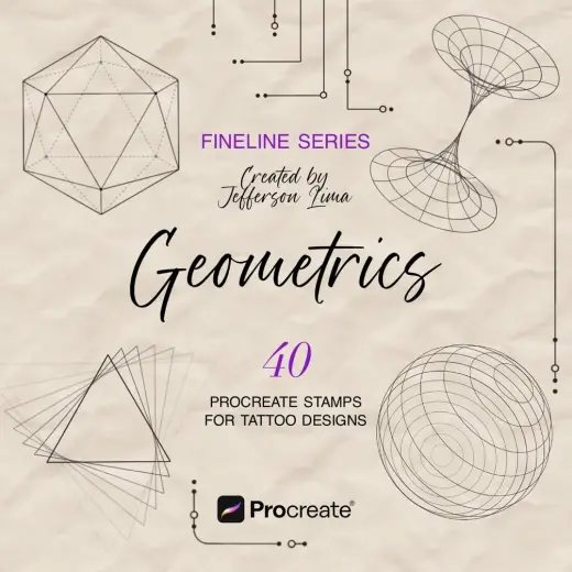 Geometrics Vol. 01 - 40 Procreate Fineline Tattoo Brush Set — Procreate brush