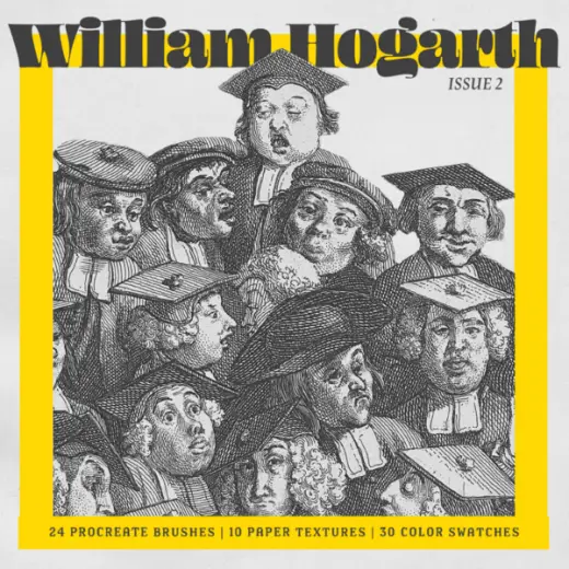 William Hogarth Procreate Kit (Procreate Brushes, Color Palettes & Paper Textures) — Procreate brush