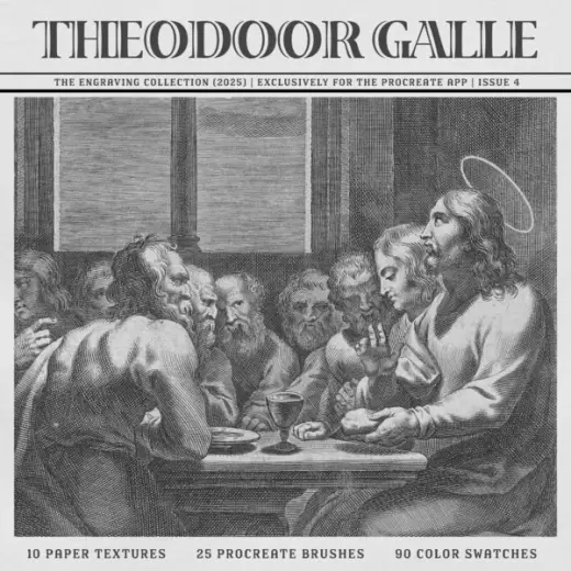 Theodoor Galle Procreate Kit (Procreate Brushes, Paper Textures & Color Palettes) — Procreate brush