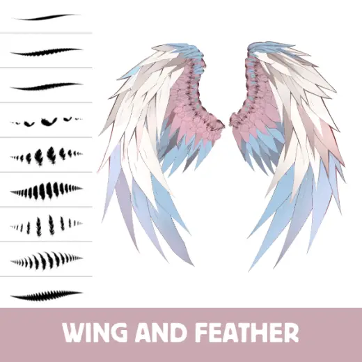 Procreate Brushes: Wing It, Baby! 80 Brushes for Angel Wings, Dragon Wings, Fairies, and Feather Stamps — Procreate brush