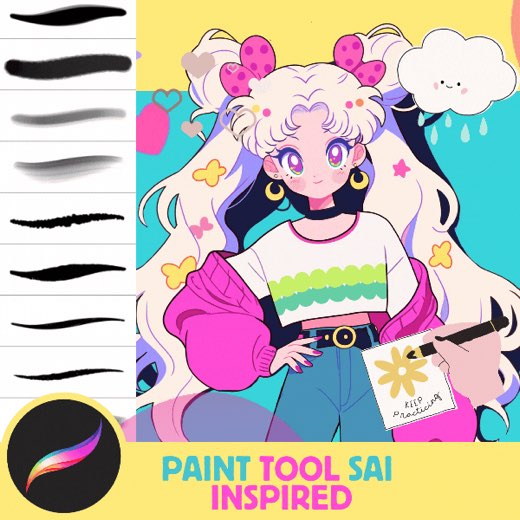 Paint Tool Sai inspired Dream, 33 Dynamic Comic, Anime and Manga Brushes for Procreate Illustration, 8 FREE Brushes — Procreate brush