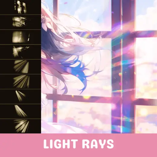Light Ray Stamp Pack: 117 Window and Forest Light Ray Stamps for Atmospheric and Dramatic Art — Procreate brush