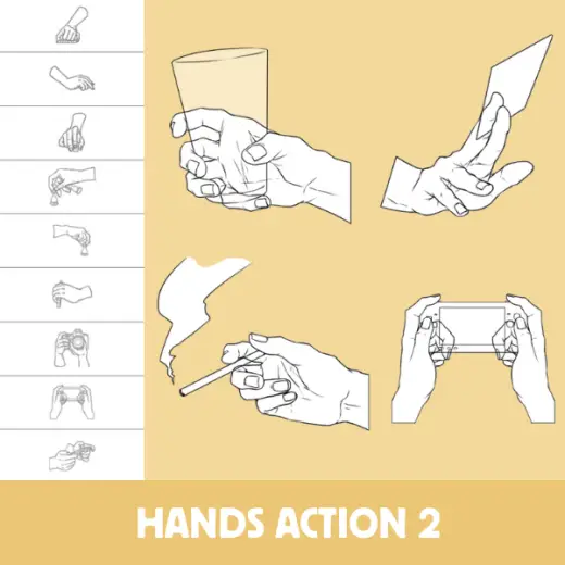 Procreate Stamps: Hands in Action 2, Hands Holding Objects for Quick Sketching & Illustration — Procreate brush