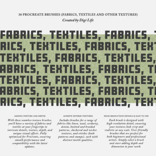 Fabrics & Textiles (2024) Procreate Brushes — Procreate brush