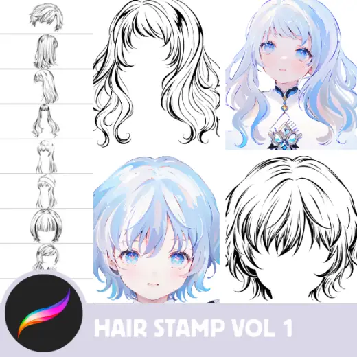 Comprehensive Anime & Realism Hair Stamp Pack - 52 Procreate Brushes for Art Mastery — Procreate brush
