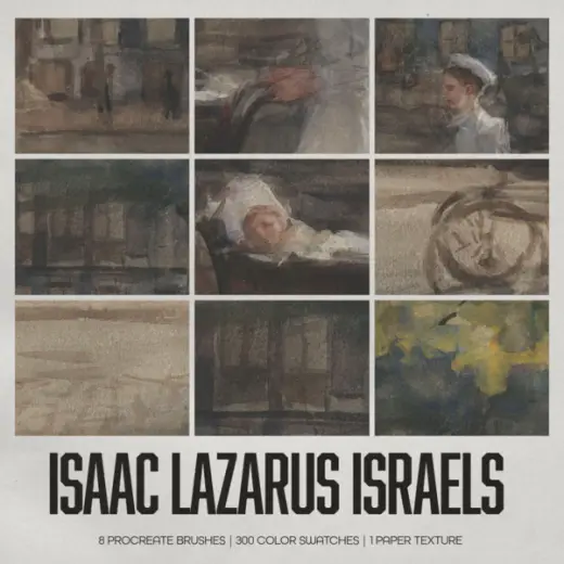 Isaac Israels Procreate Kit (Procreate Brushes, Color Palettes & Paper Texture) — Procreate brush
