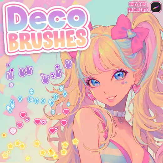 Anime Deco brushes for procreate - Cute Stamp Pack — Procreate brush