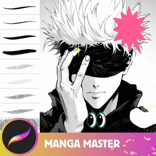 30 FREE Manga Brushes, Procreate Manga Master Brush Set: 400+ Essential Manga Brushes, Halftones and Extra Brushes, Fram — Procreate brush