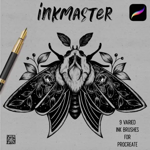 🩶 Inkmaster minikit - 9 varied ink Procreate brushes — Procreate brush
