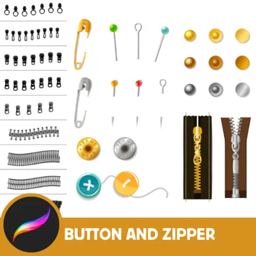 FREE Procreate Brushes and Stamps: Closure Chic, 45 Button and Zipper Brushes for Detailed Fashion Sketches, Ideal for C — Procreate brush
