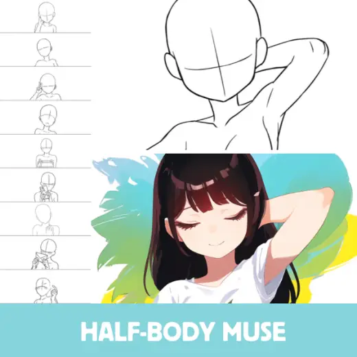 Procreate Stamps: Half-Body Muse, Girl Pose Stamps for Art Practice, Coloring, and Quick Sketches — Procreate brush